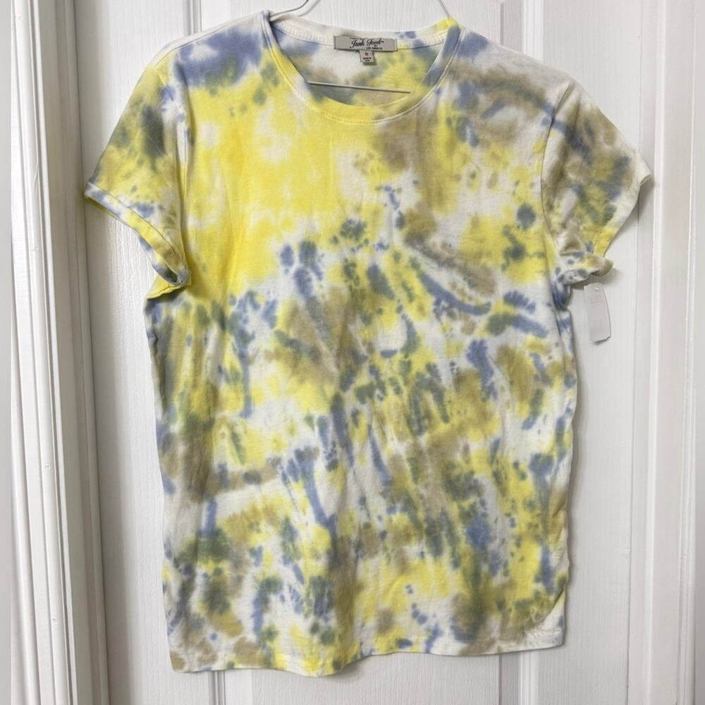 Junk Food yellow blue tie-dye short sleeve T-shirt single stitch 100% cotton S